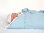 babooz&reg; Pucktuch uni blau mit weißen Pompons